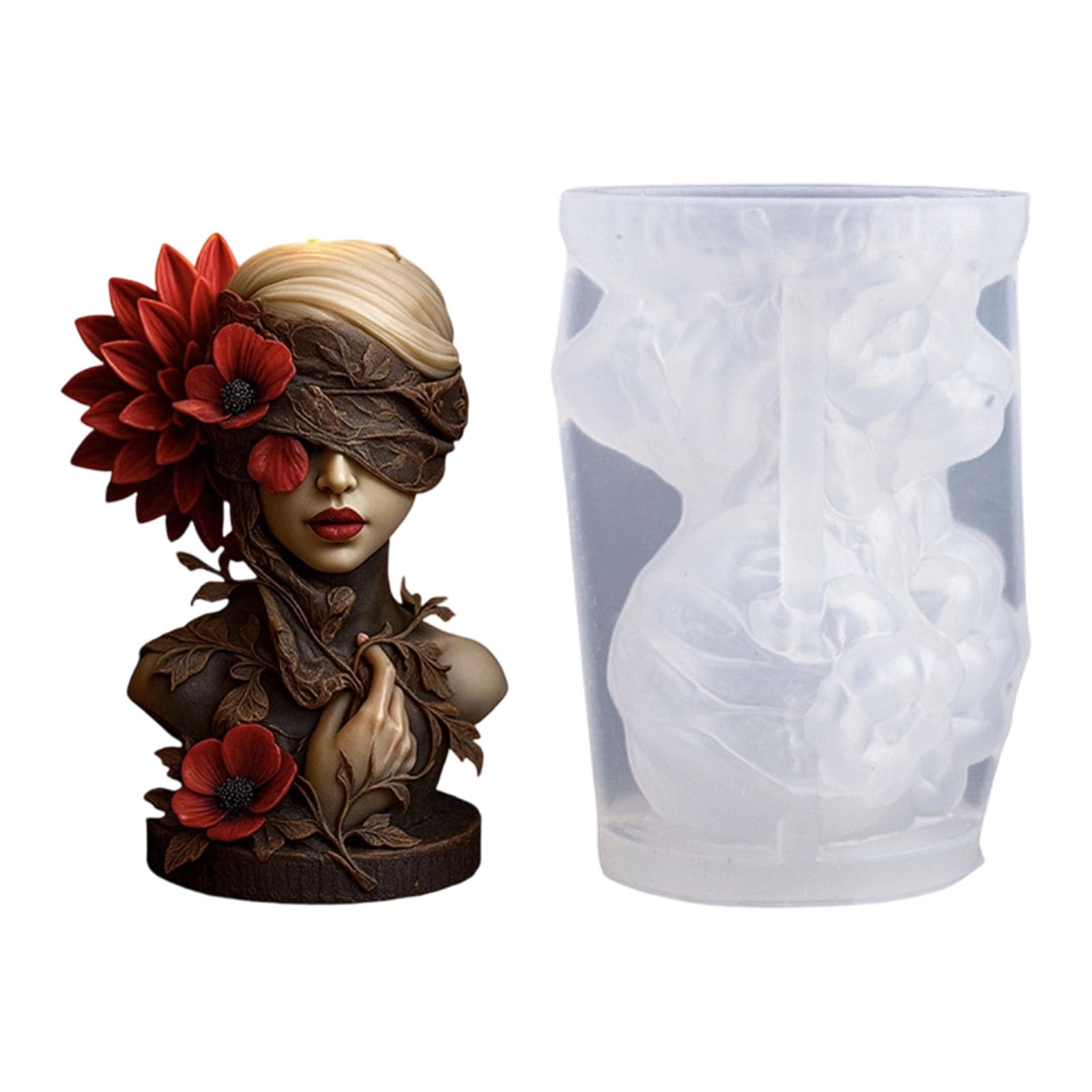 Pangboer Women's Jzb 0334 Home Display Mold Silicone Floral Portrait Casting Form For Decorative Wax Projects Release Hobby Portrait Relief Wax Form Floral Sculpture Decor