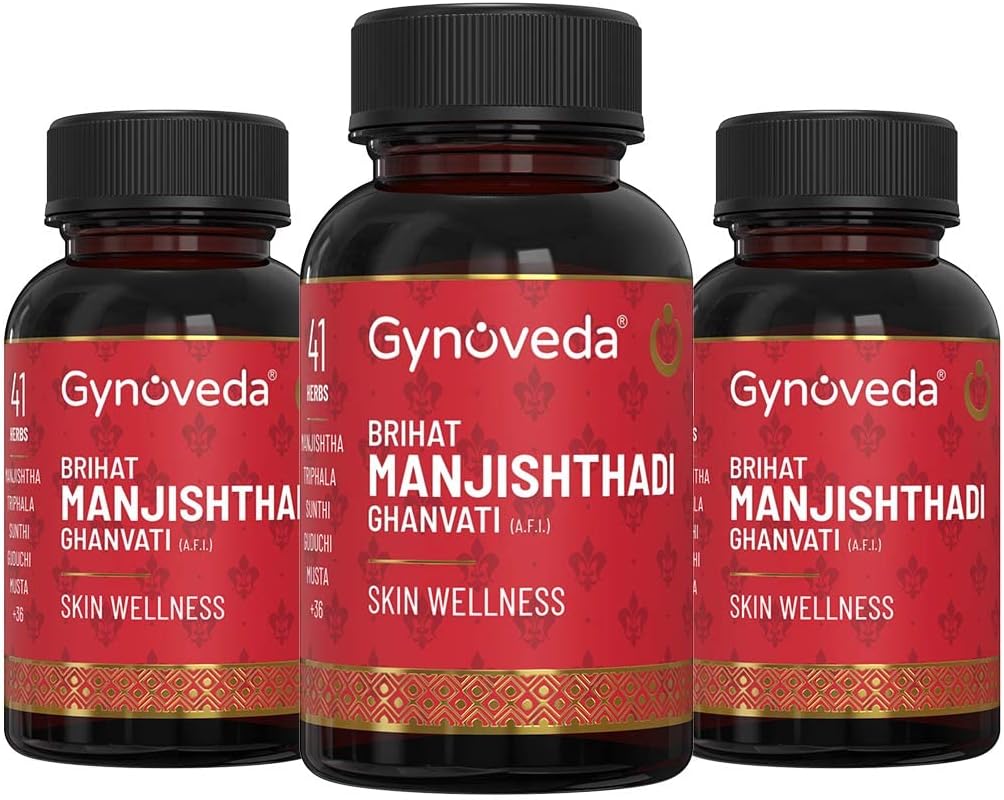 Gynoveda Manjistha Ayurvedic Blood Purifier For Healthy Glowing Skin. Long Term Solution For Skin Problems. 3 Bottles, 720 Tablets