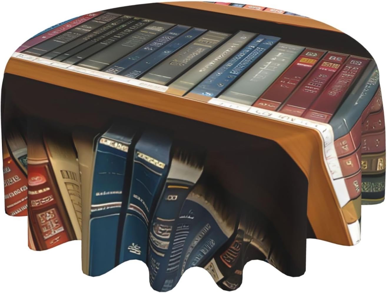 Library Bookshelf 1 Print Wrinkle Free Dining Table Cover for Birthday Party Farmhouse Tablecloths Up to 60 x 60 Inches