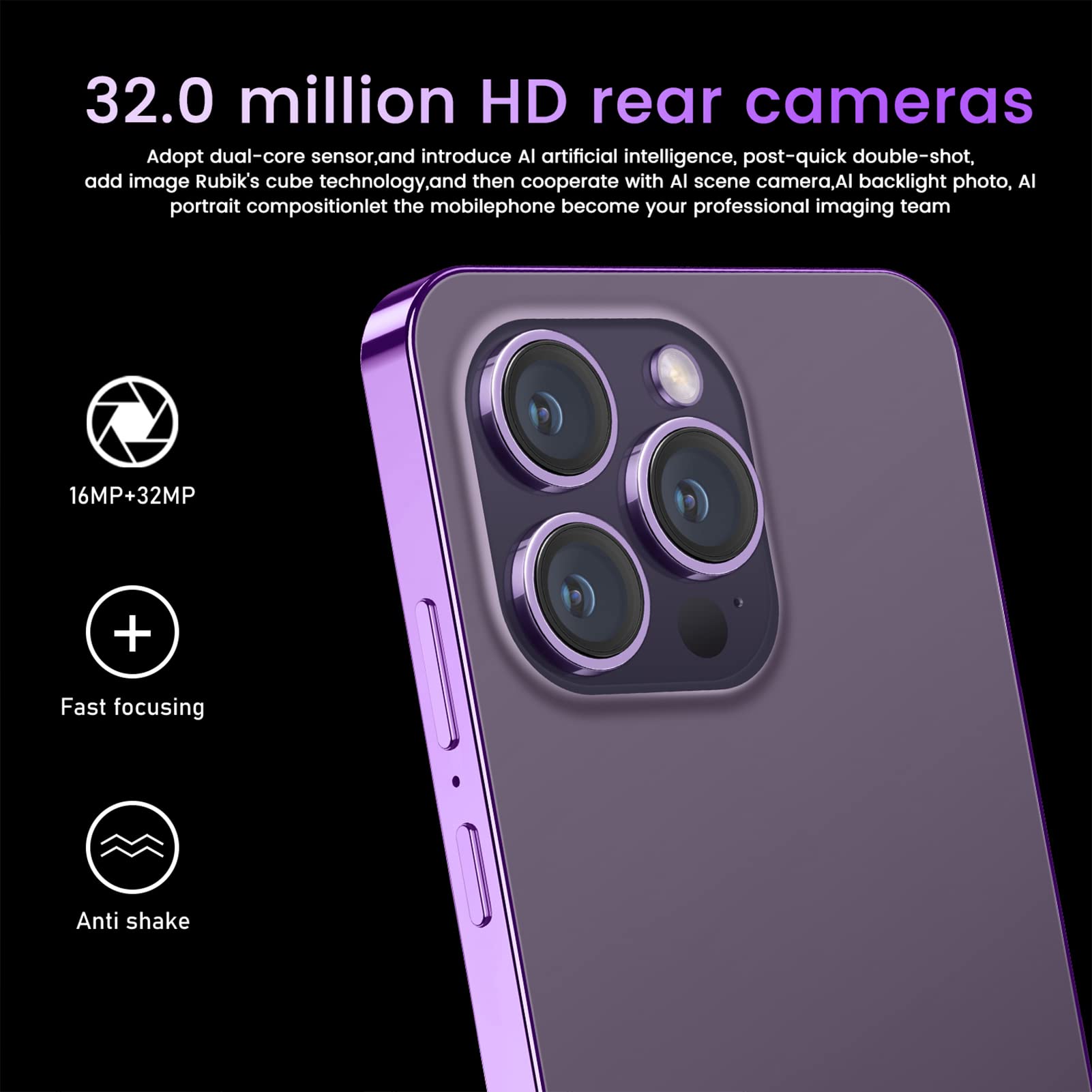 Amazon | I14ProMax ロック解除済みスマートフォン、6.52 インチ FHD
