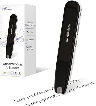 WorldPenScan AI Reader Reading Pen with Built-in Dictionary & AI Reading Buddy for Kids | Grade-Level Reading Support | English, Spanish, Chinese | Text-to-Speech, Transcribe, Translation