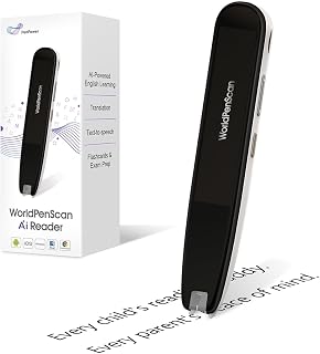 WorldPenScan AI Reader – Reading Pen with Built-in Dictionary & AI Reading Buddy for Kids | Grade-Level Reading Support | English, Spanish, Chinese | Text-to-Speech, Transcribe, Translation