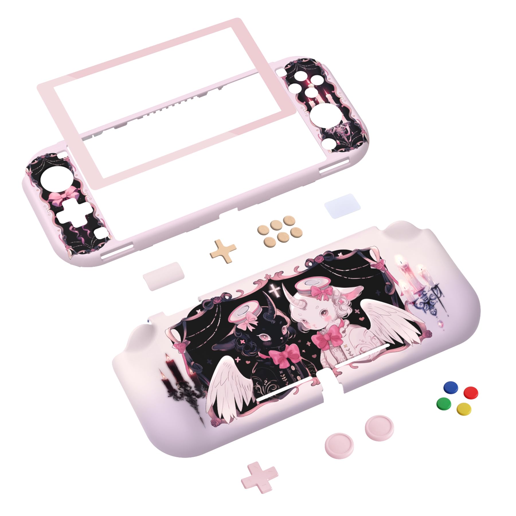 PlayVital ZealProtect Protective Case for Nintendo Switch Lite, Hard Shell Grip Cover for Nintendo Switch Lite w/Screen Protector & Thumb Grip Caps & Button Caps - Darkling Sheep — view 8