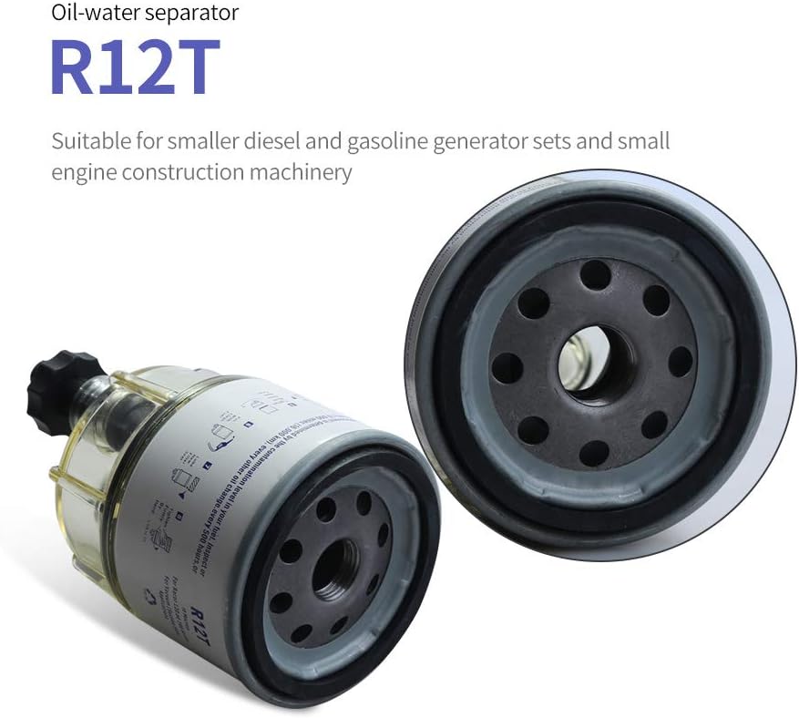 R12T Fuel Filter Water Separator with Nylon Collection Bowl R12T Fuel Filter/Water Separator for Diesel Engine Replaces S3240 R12T 120AT 18-7987 NPT ZG1/4-19