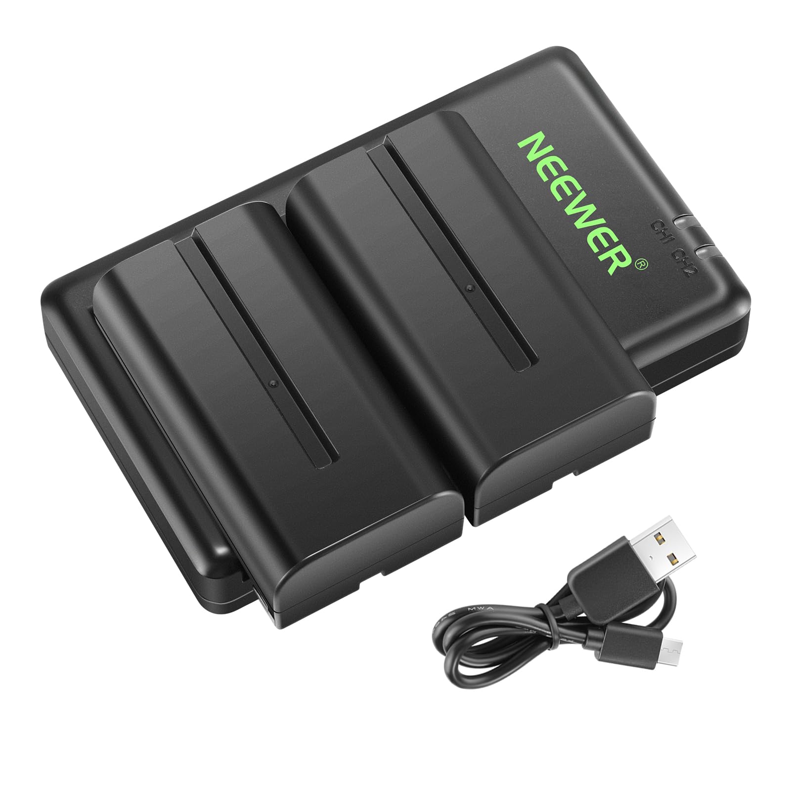 Neewer NP-F550 Battery Charger Set Compatible with Sony NP-F970 F750 F770 F960 F550 F530 F330 F570 CCD-SC55 TR516 TR716 TR818 TR910 TR917, Led Light/Monitor/Camera Slider (2 Pack, Black)