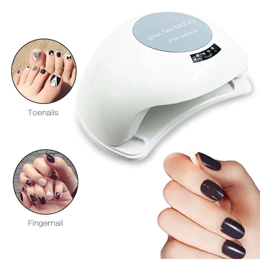 lampade per nail art. Lampada for unghie senza fili da 48 W, asciuga unghie ricaricabile, con 4 impostazioni di timer Lampada for polimerizzare smalto for unghie for manicure/pedicure Lampada professi