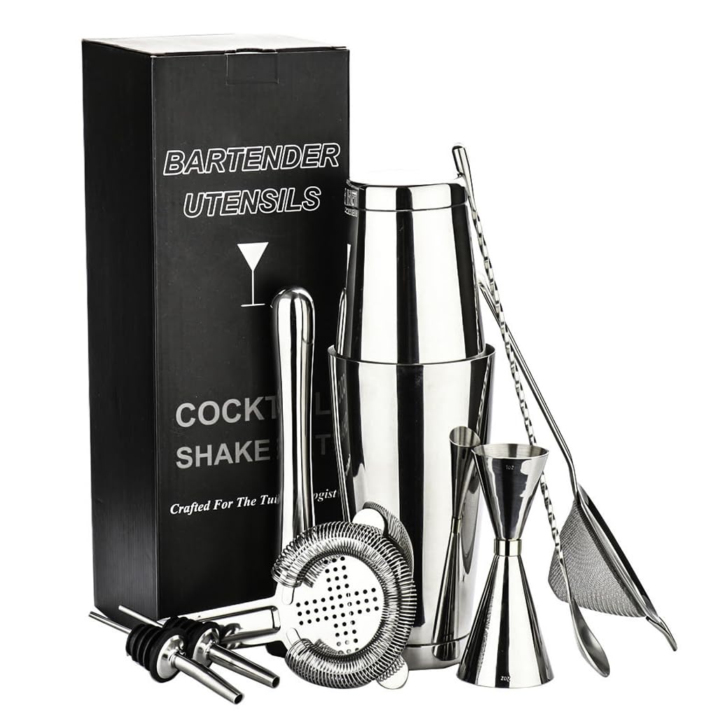 KIXZSAZ Ice Muddler Tong Pourer Spoon Pour Spouts Unique Tools Essential For Bartending Mixing Daiquiris Margaritas Cocktail Martini Mixing Strainer Bartender