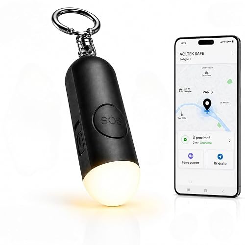 Safe Alarme Personnelle Anti Agression 130 DB Tracker Bluetooth, Compatible