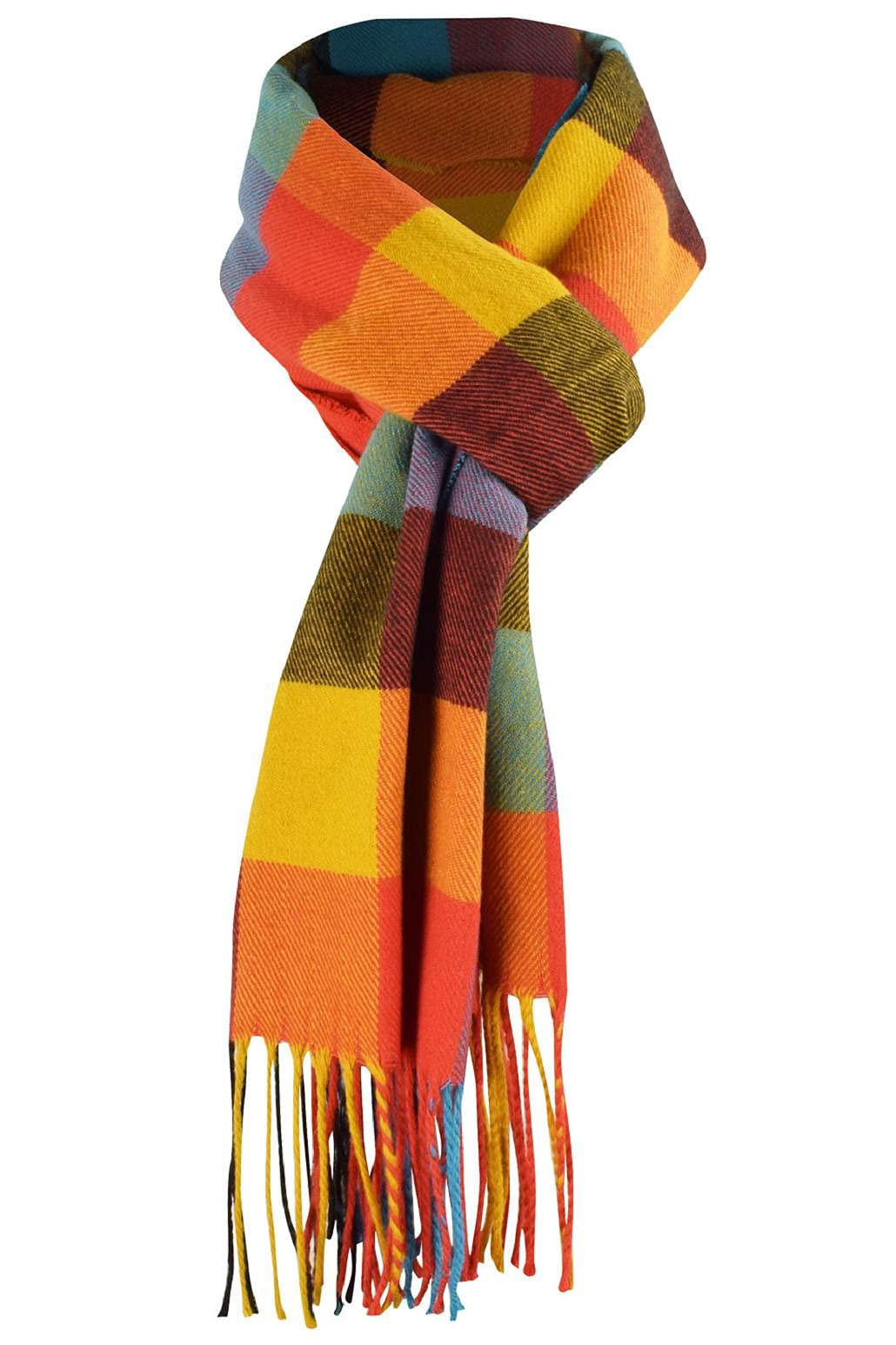 Mens Scarves Winter Soft Warm Tassel Scarf for Women Men Cashmere Feel Stripe Plaid Tartan Scarf-image-17