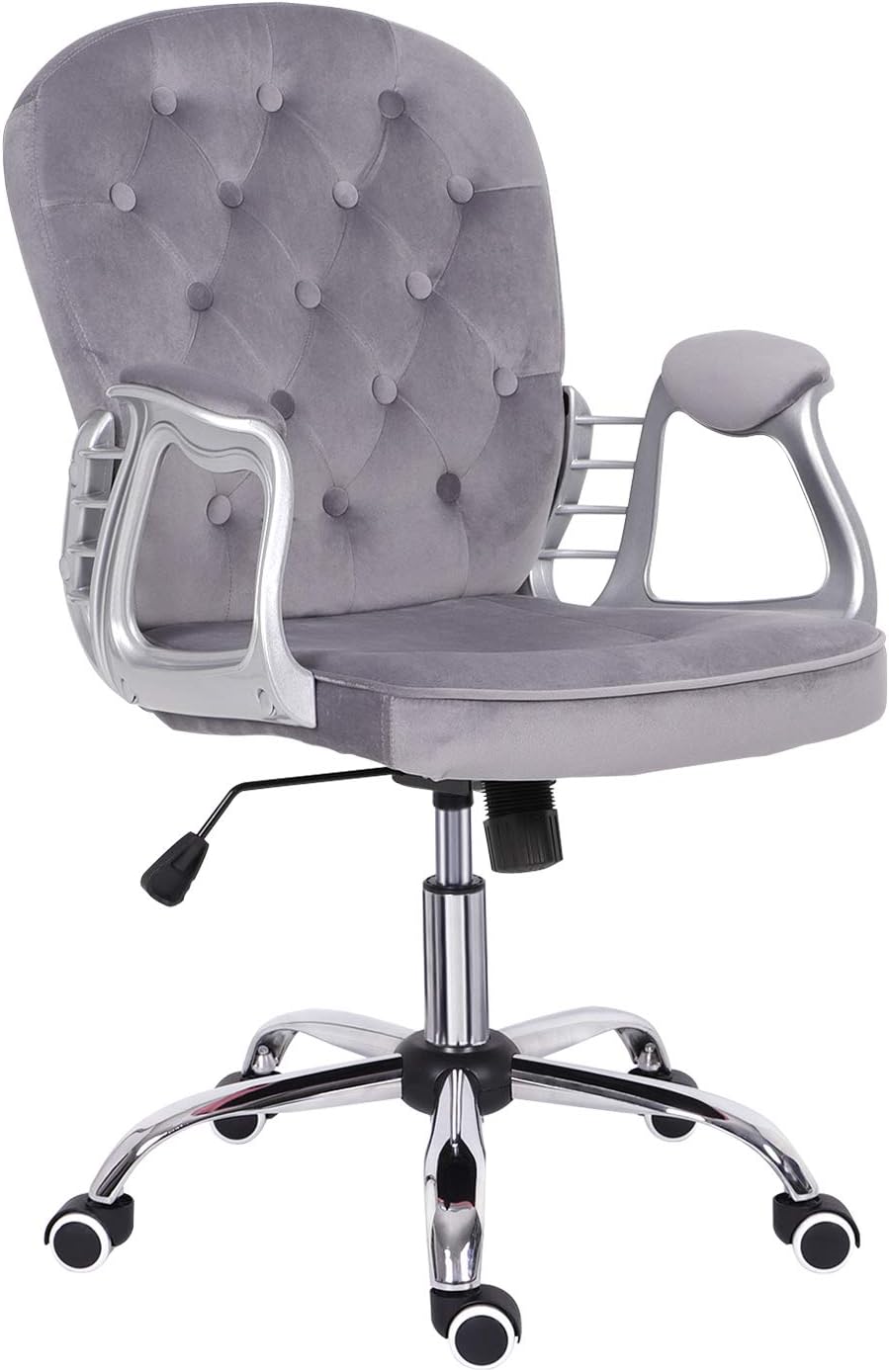 Grey Desk Chair,Velvet Computer Chair Mid Back Executive Chair