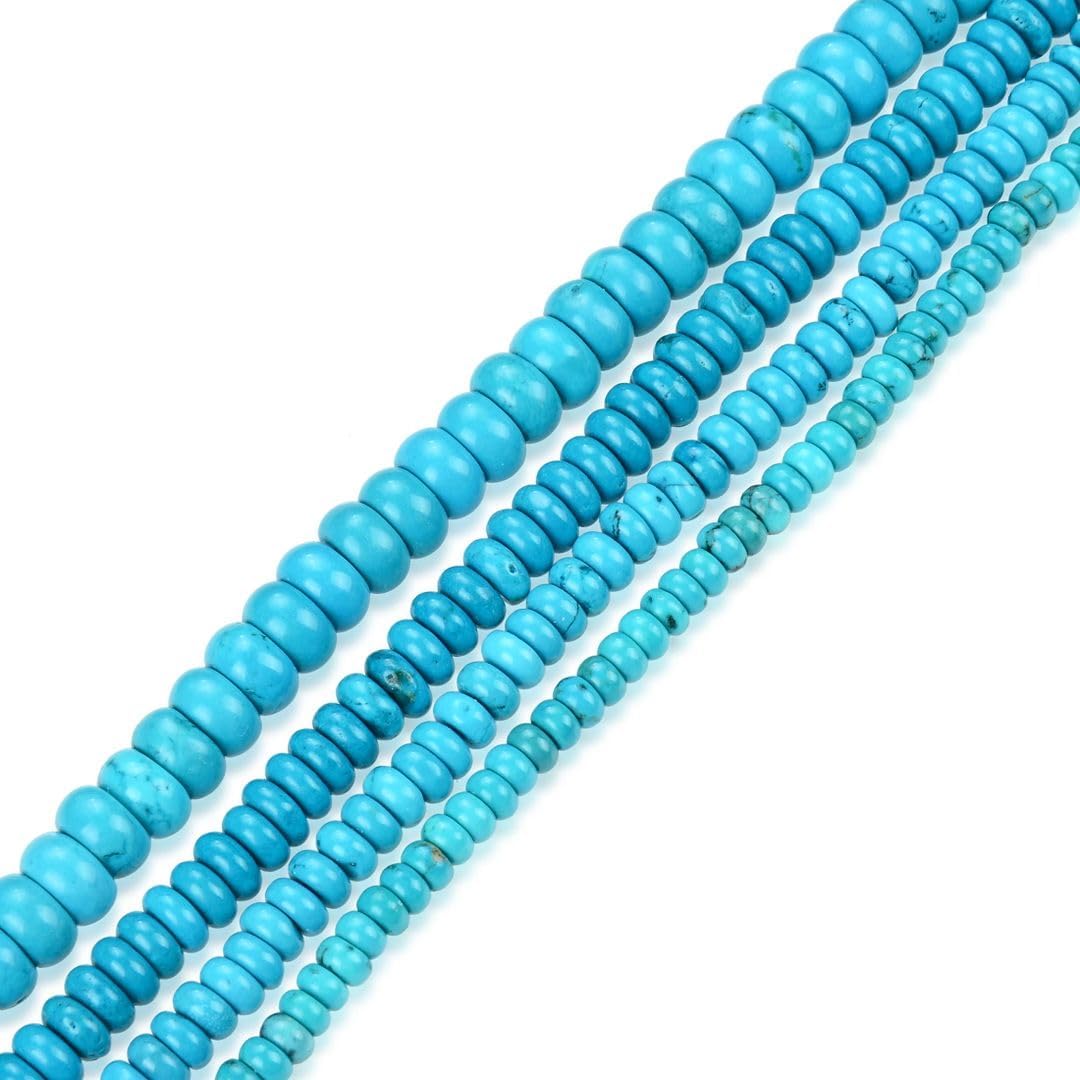 Adabele 166pcs Natural Stabilized Blue Turquoise Gemstone 8mm Rondelle Loose Beads Gem Stone Spacer for Craft Jewelry Making GR-B4