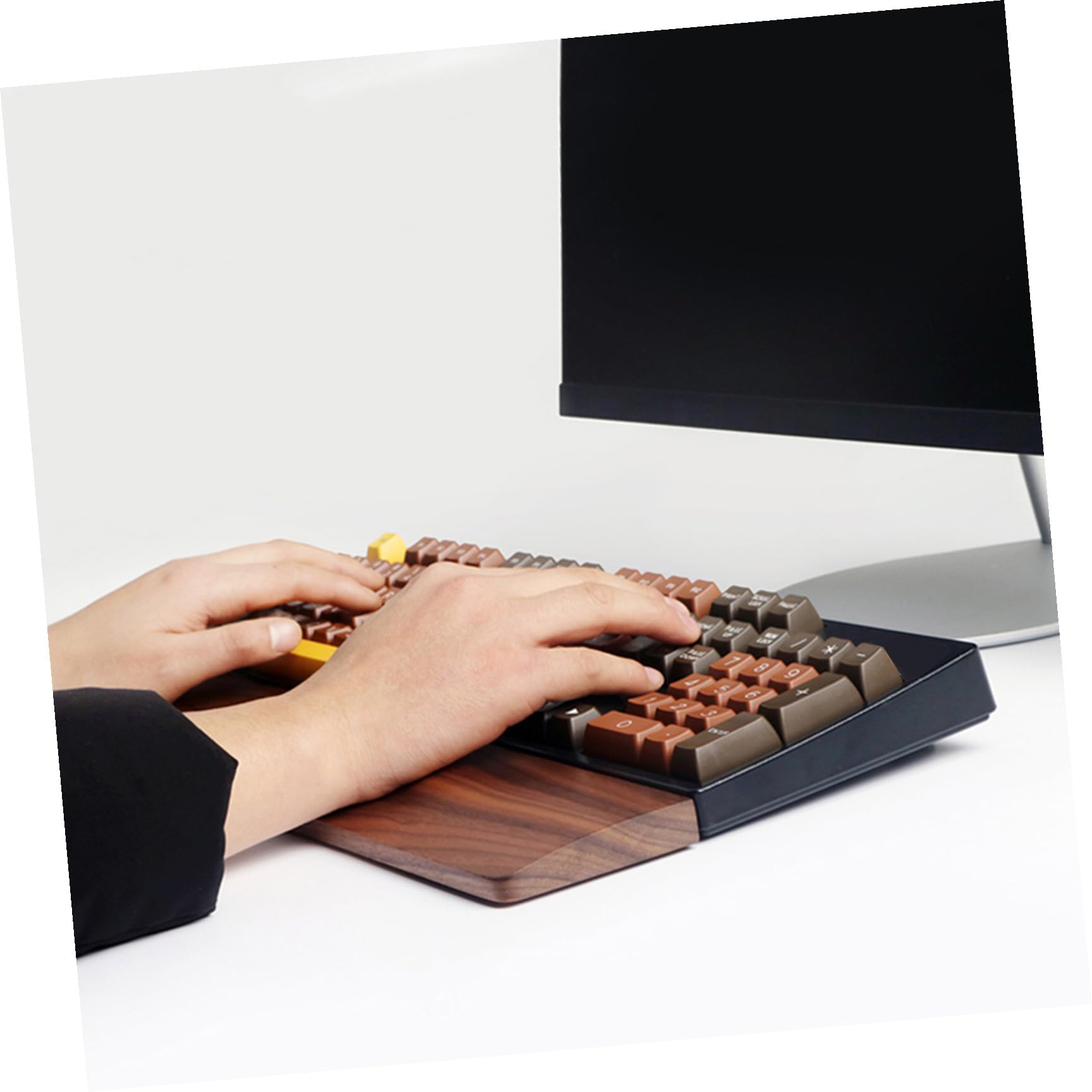 Handgelenkauflage für Tastatur aus Walnussholz 440mm Ergonomisch
