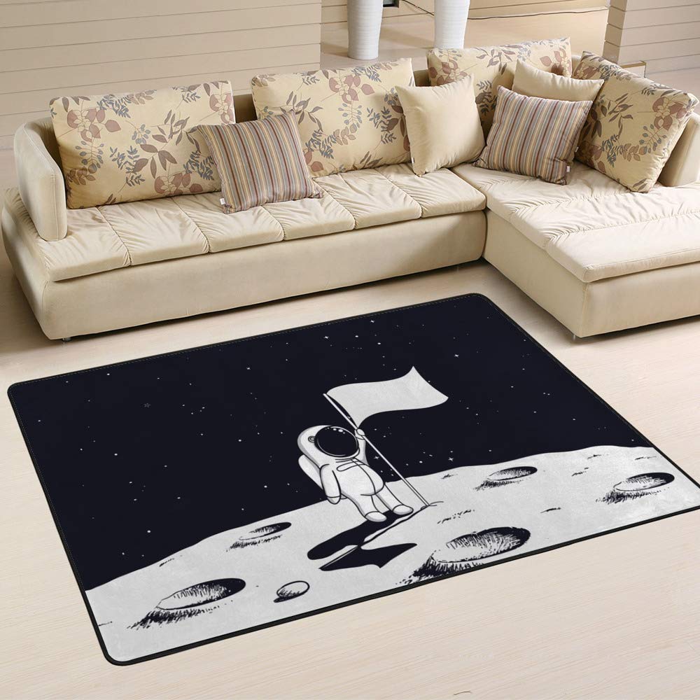 Tapis de sol astronaute sur la lune 72x48 inch pour chambre et salon
