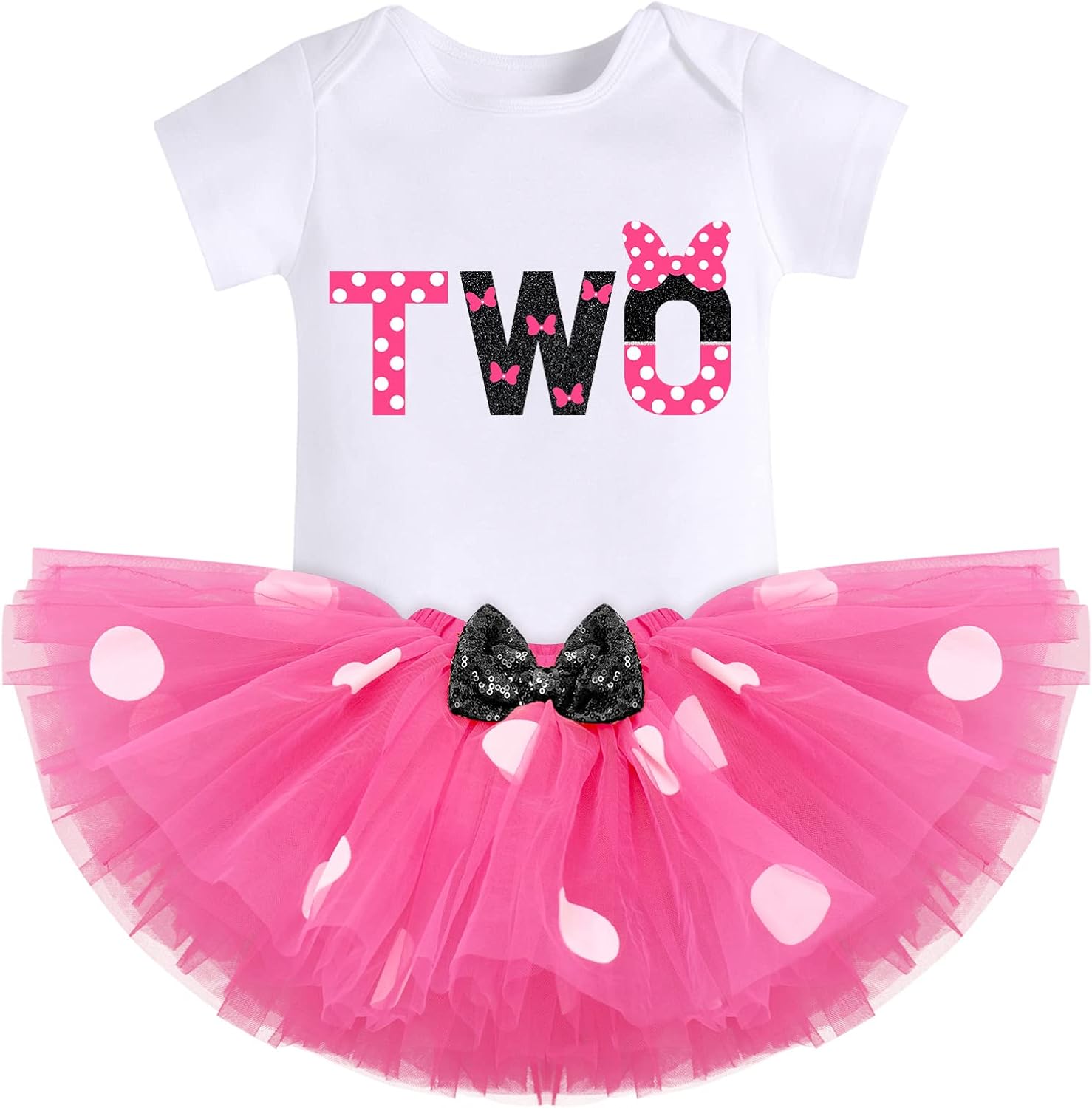 IMEKIS Baby Girl Mouse Birthday Outfit 1st 2nd Birthday Cake Smash Romper Tutu Skirt Polka Dots Clothes Set