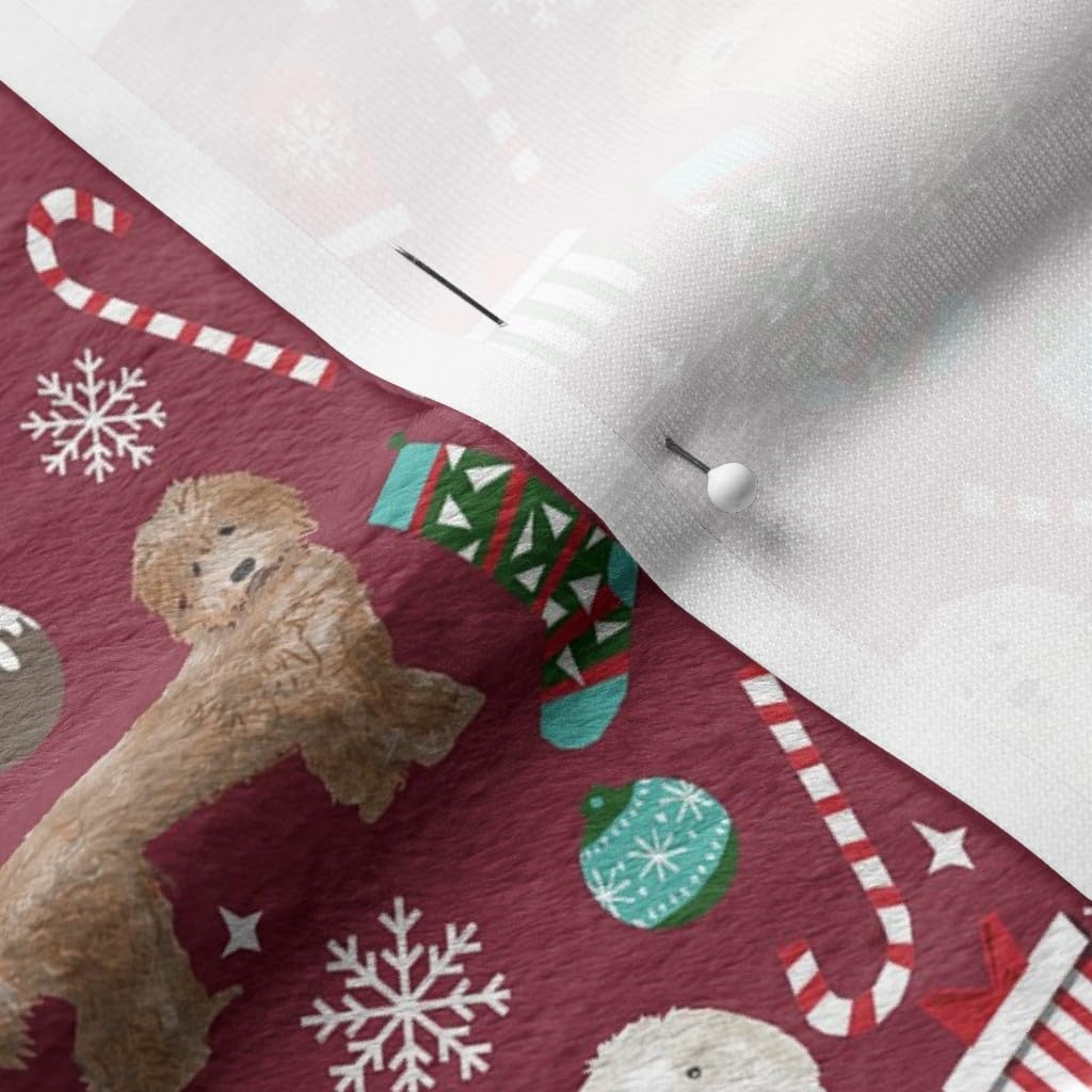 Spoonflower Fabric - Labradoodle Dogs Breeds Christmas Stockings Pet Lovers Holiday Printed on Minky Fabric by The Yard - Sewing Baby Blankets Quilt Backing Plush