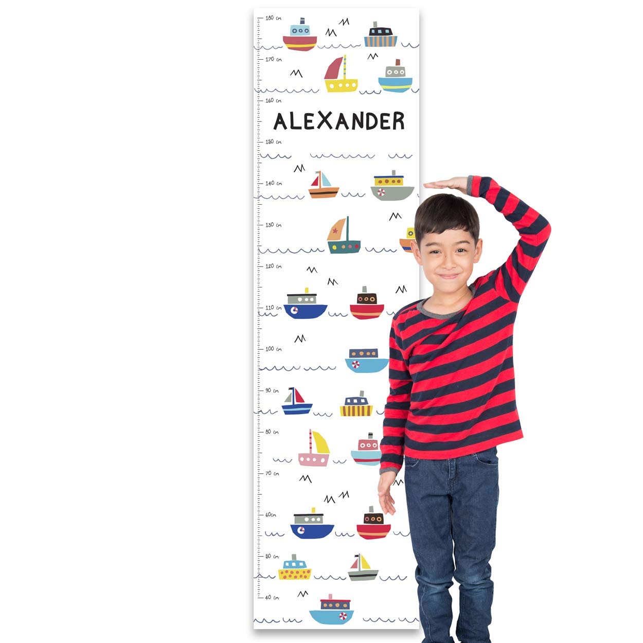 Paper Themes Personalised Height Chart - Little Boats