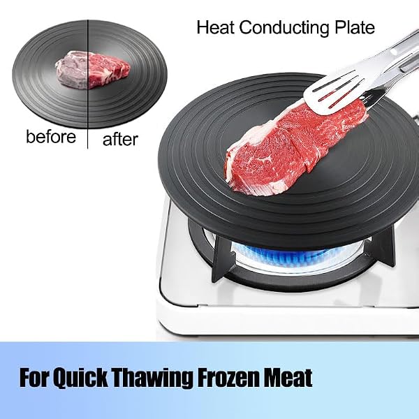 Heat Diffuser for Gas Stove, 9.4Inch Non-Stick Coating Heat Diffuser Plate, Aluminum Gas Reducer Flame Guard Simmer Ring Plate, Round Fast Defrosting Tray, Protects Pot Cookware Accessories by FLOWERTEEN - Image 5