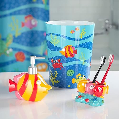 Miniatura 2 de Allure Home Creation Fish Tails - Dispensador de jabónloción de 3 piezas, soporte para cepillos de dientes y juego de papeleras