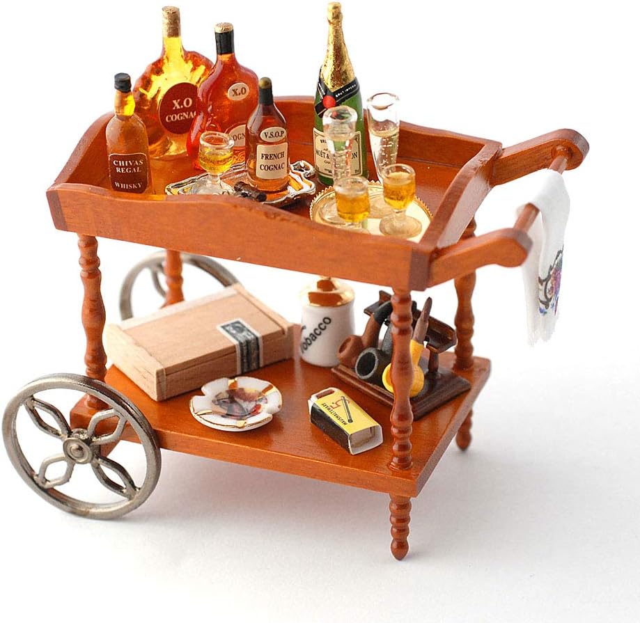 Melody Jane Dolls Houses Dollhouse Reutter Porcelain Furniture Gentlemens Serving Cart Drinks Trolley