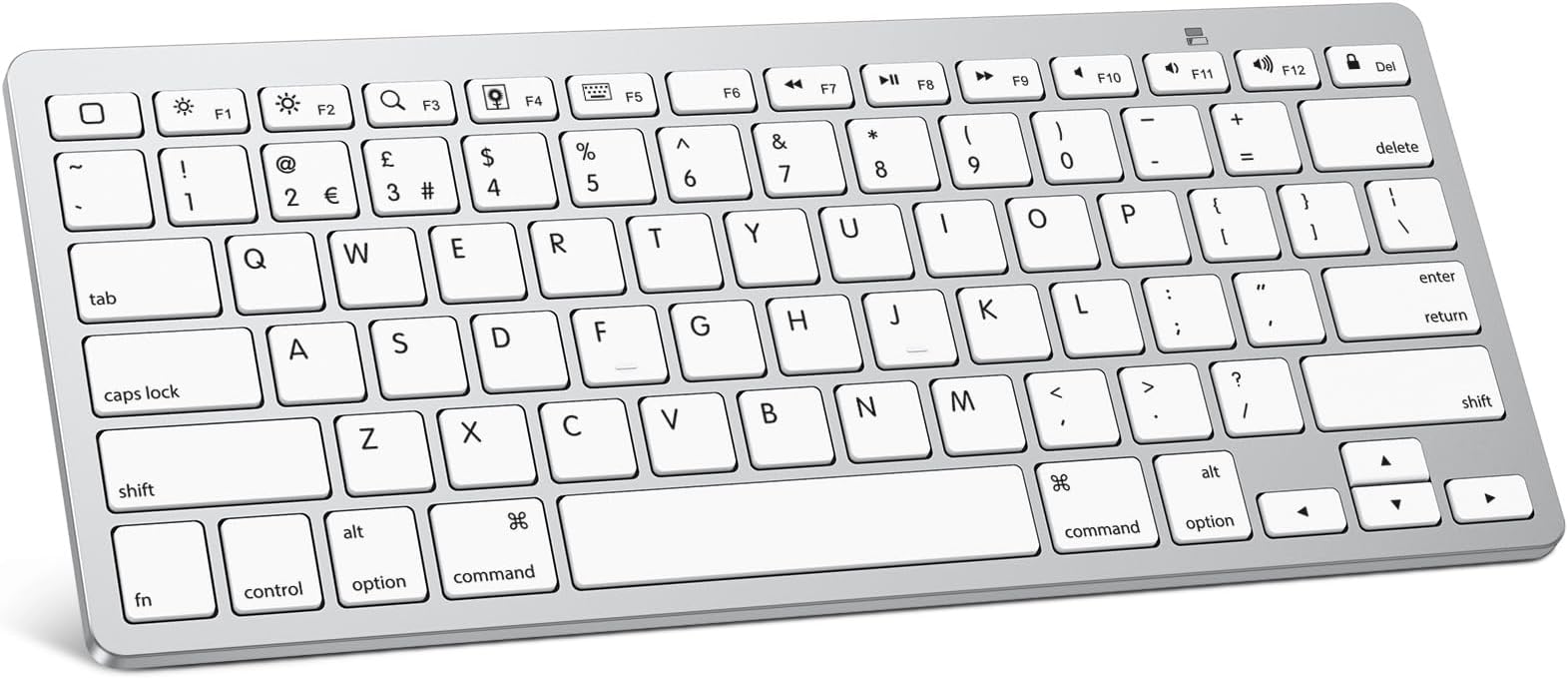 OMOTON Bluetooth Wireless Keyboard for iOS Compatible with iPad Pro/Air/Mini, iPhone and More, UK QWERTY Keyboard Layout, Silver