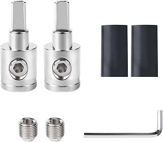 Tottist 2PCS Heavy-Duty 0 Gauge to 4 Gauge Wire Reducer for Car Amp Power Ground - Nickel-Plated Brass Connectors
