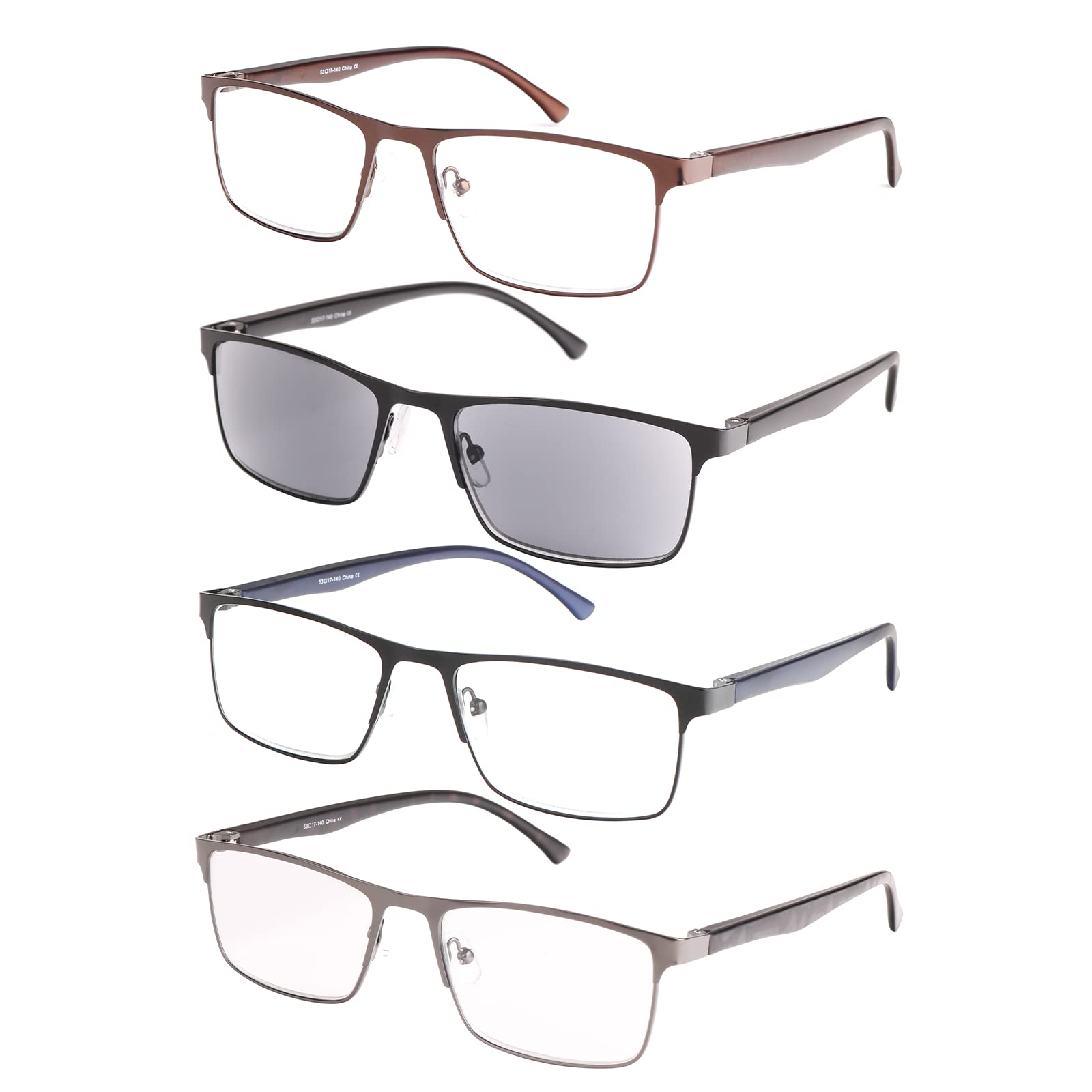 EYESPEX 4 Pack Reading Glasses for Men,Blue Light Blocking Computer Glasses,Full Frame Readers Anti UV/Eye Strain/Glare?1.75?