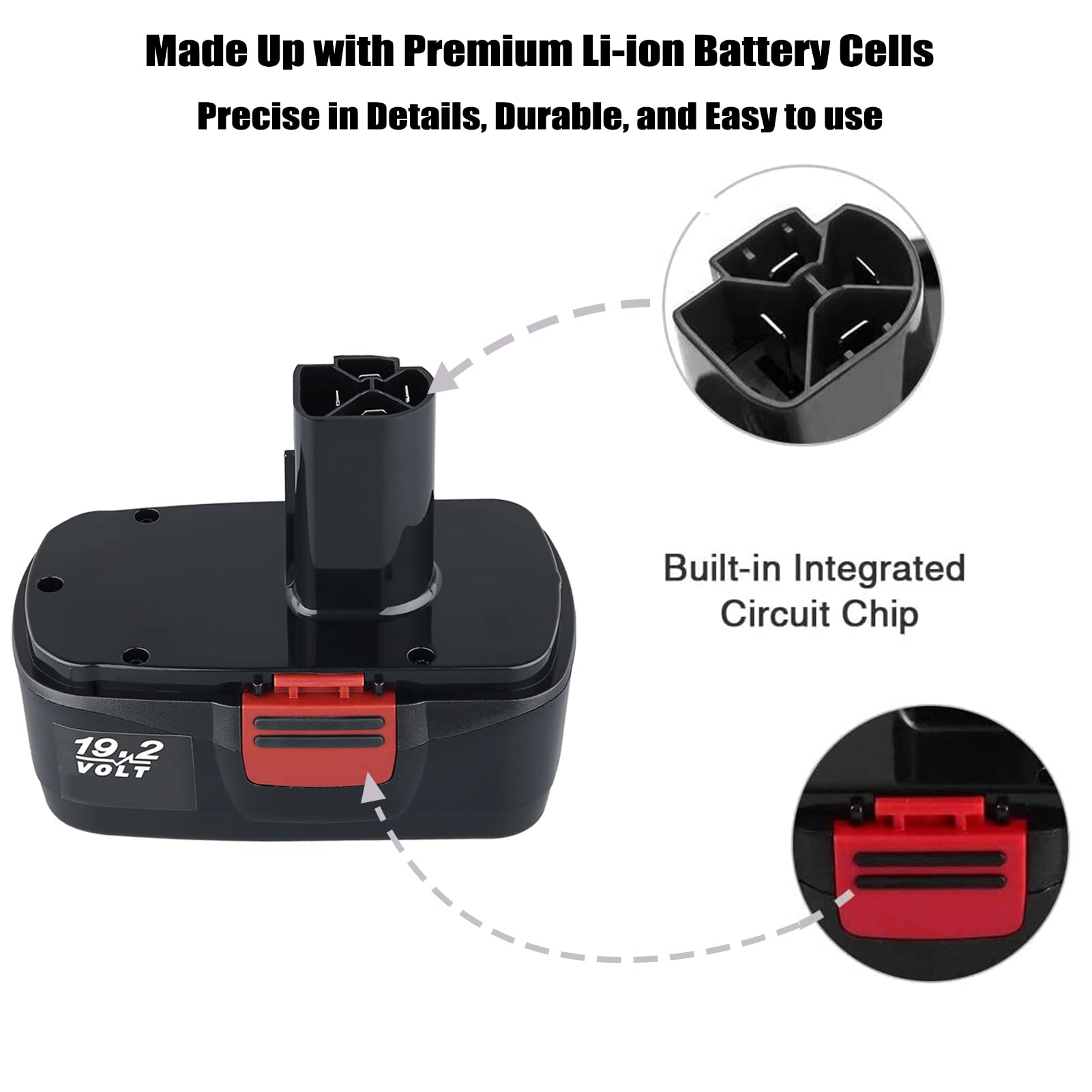 CEENR 2 Pack 4000mAh 19.2V C3 Battery Replacement for Craftsman 19.2 Volt  DieHard Batteries Cordless Power Tools Ni-Mh 130279005 315.113753  315.115410 315.11485 1323903 120235021 130235021 11375 11376 - - Amazon.com