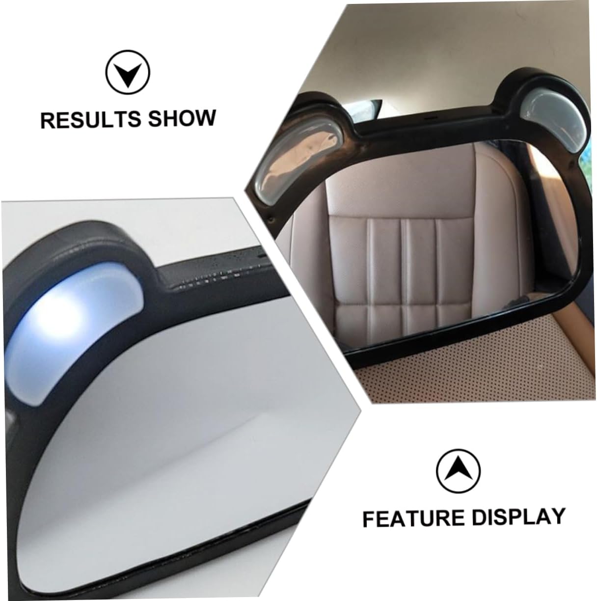 BESTonZON Baby Rearview Mirror LED Lights Adjustable Backseat Observation Mirror for Infants USB Rechargeable Car Baby Monitor Cute Design for Safe Travel