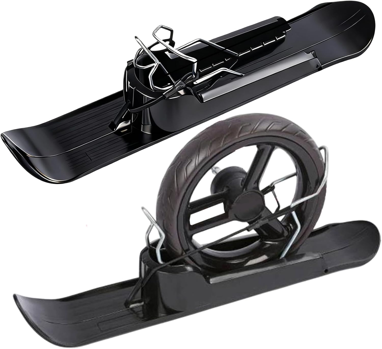 Scooter Ski - 2 in 1 Winter Attachment for Strollers | Snow Scooter Sledge with Easy Mounting & Adjustable Frame for Outdoor Sports, Cycling Paths, Balance Bikes, Golf Carts, Park Trails, Lakeside
