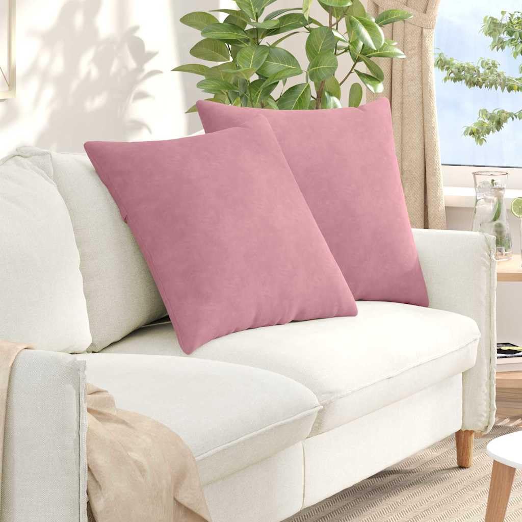 Moderne Sofakissen 2 Stück in Rosa 60 x 60 cm mit samtigen Cord Bezügen, praktischem Reißverschluss und weicher Polyesterfüllung für Wohnzimmer