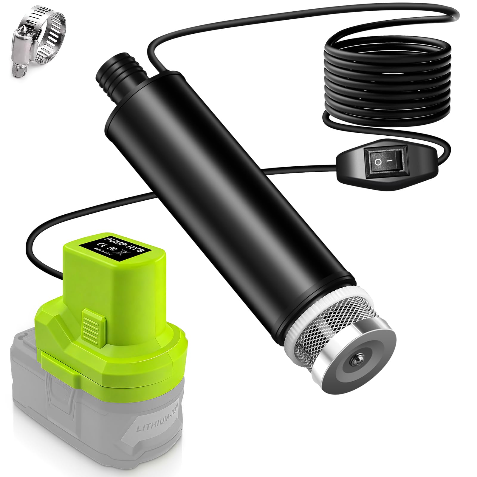 Pompe submersible pour eaux usées RYOBI - Batterie 18 V - Pompe à eau plate - Pompe d'aspiration - Pompe d'aspiration - Pompe de piscine - Gardena, cave, piscine, arrosage du jardin, mini pompe