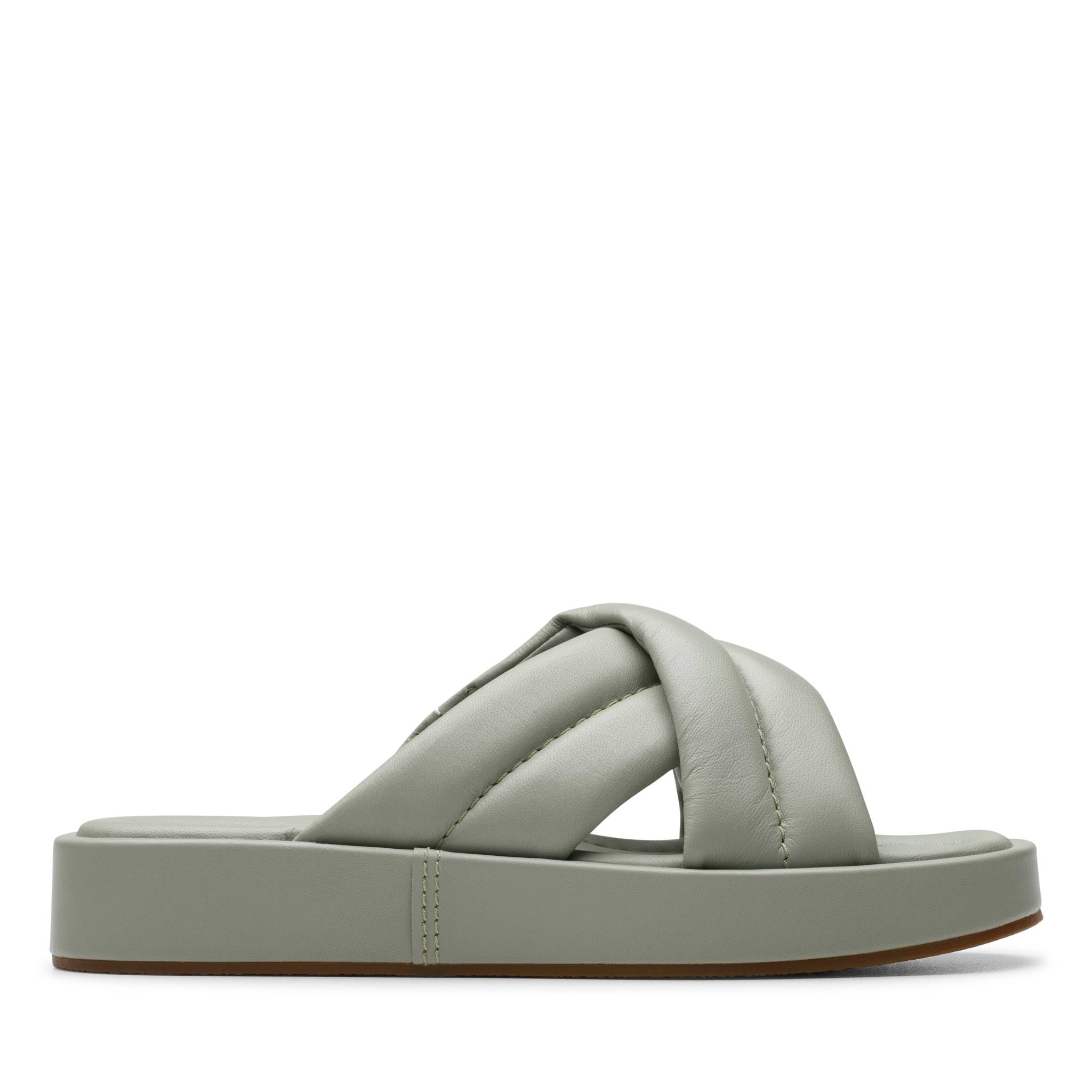 Clarks Women's Alda Glide Slide Sandal, Light Green Lea, 8 UK