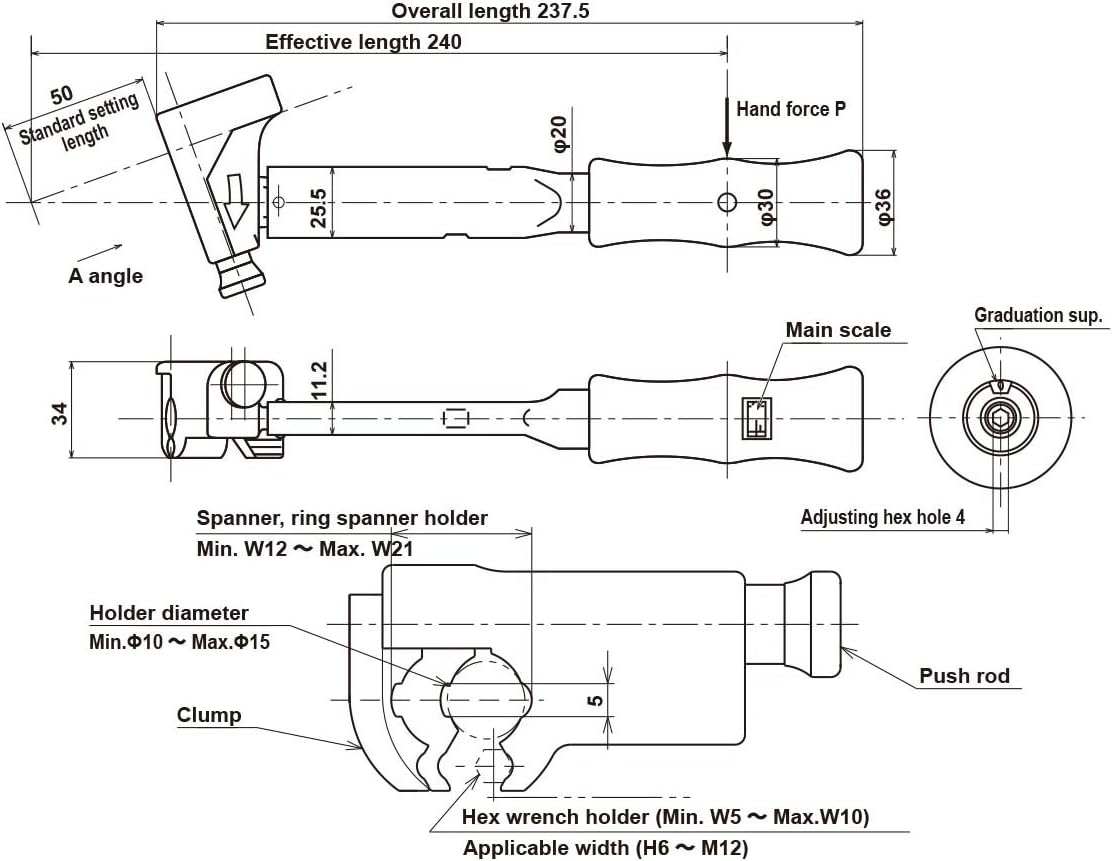 Tohnichi Moto Tork/Adjustable Specialty Torque Wrench MT70N (10-70 Nm)