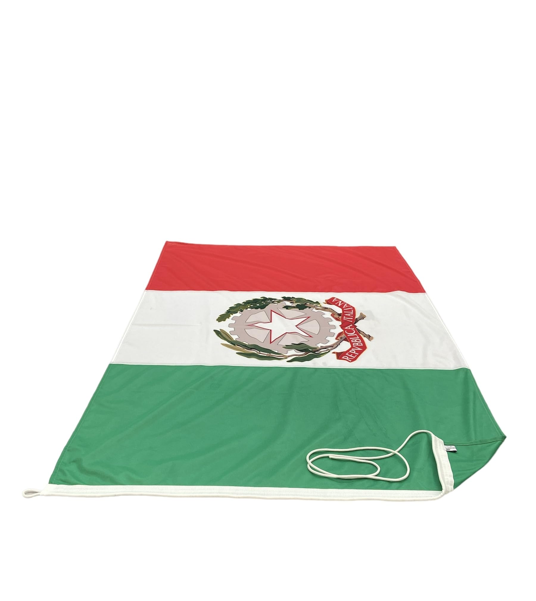 NS Bandiere Bandiera Italiana Tricolore Stemma Repubblica cm 100X150 [Tessuto A Scelta] Nautico di 130gr. m² o Stamina di 220gr. m² (Stamina 220gr. m²)