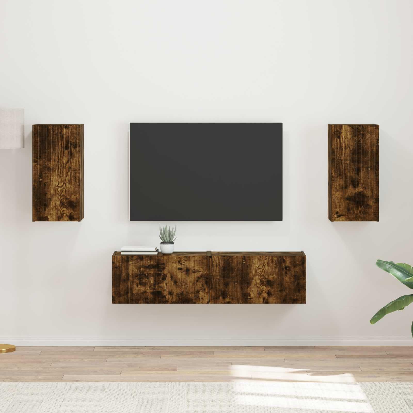 Set di 4 mobili per TV in legno di rovere affumicato