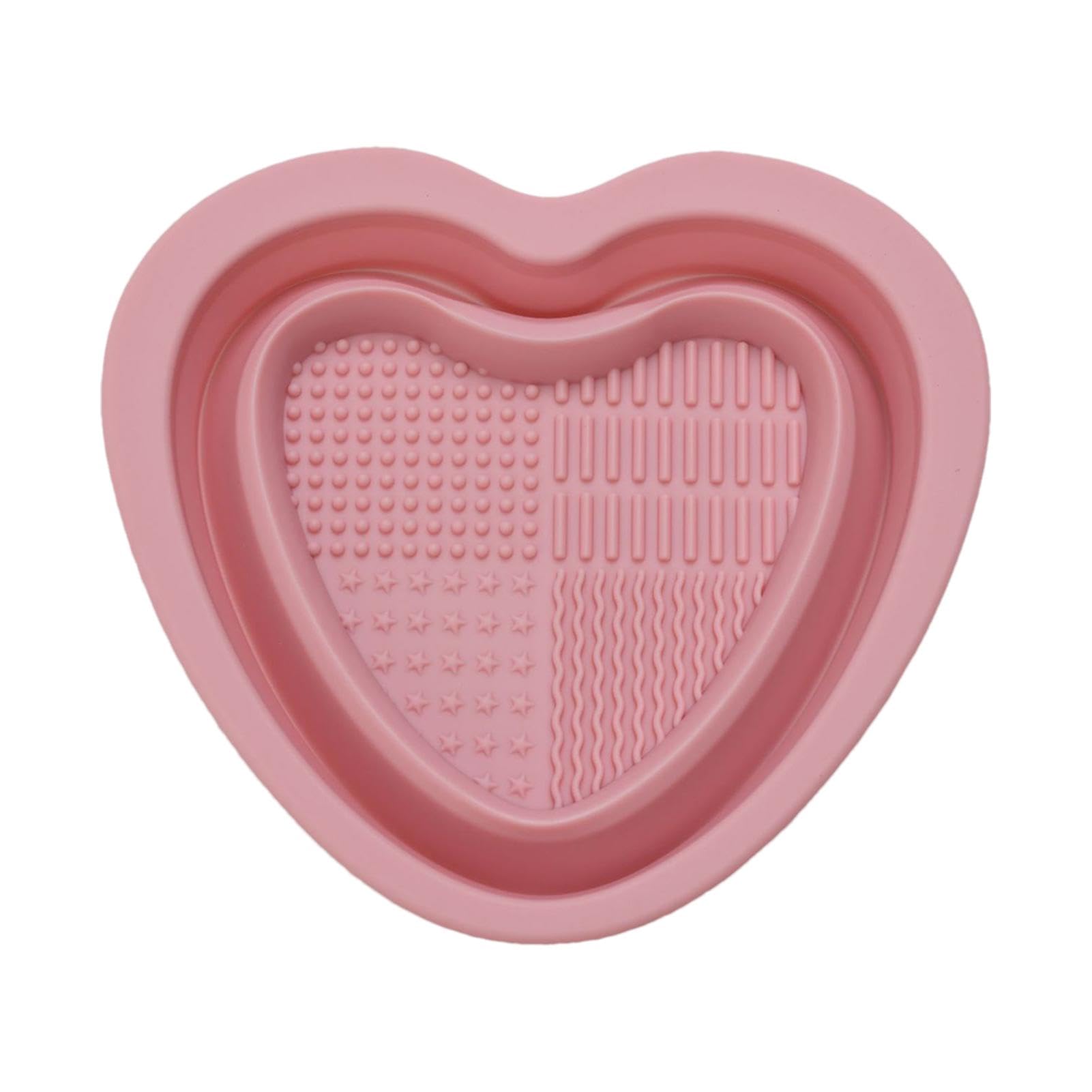 Make-up-Reinigungsschale, Herzform, Silikon, Kosmetikpinselreiniger, tragbares Waschwerkzeug für Pinselschwämme, Pinsel-Reinigungspad