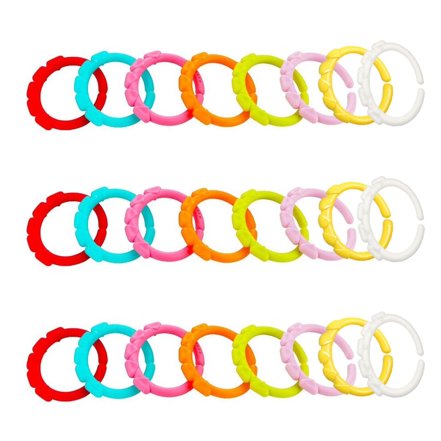 24 Piezas Juguetes Enlazados Dentición Del Bebé, Anillos Juguete Cochecitos, Ganchos Juguetes Bebé, Juguetes Para Niños Pequeños, Sonajeros Enlazados Para Bebés(Estilo Color Aleatorio)