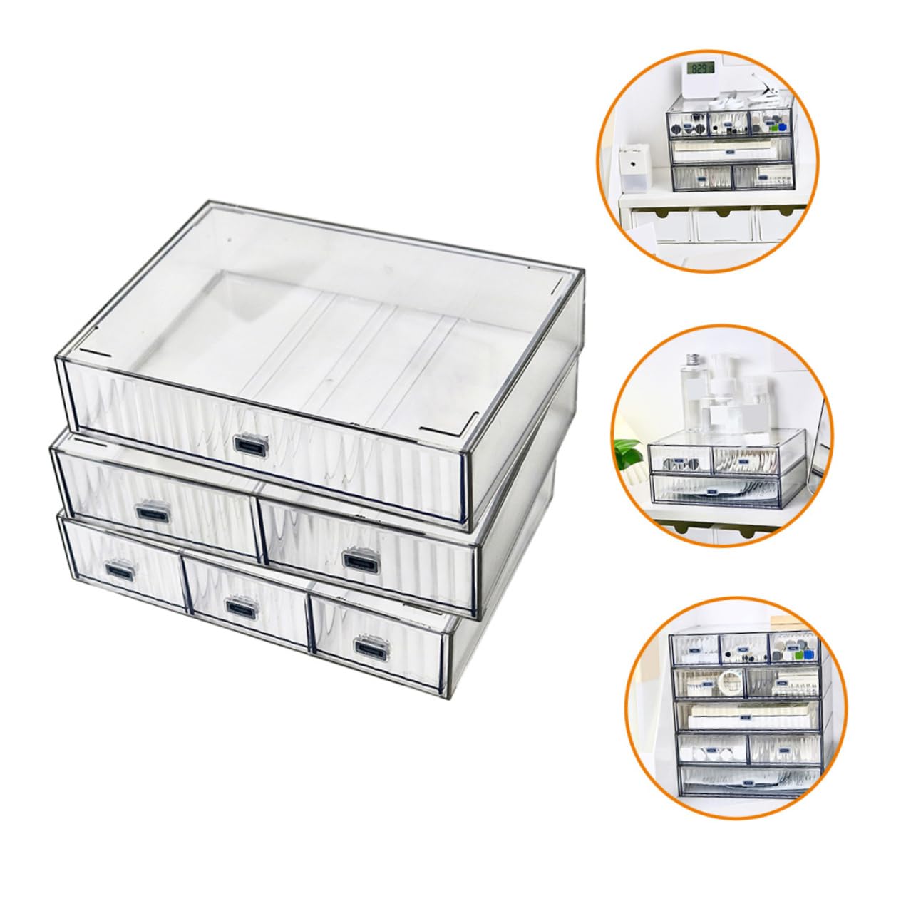 SOIMISS 3pezzi Scatola Oggetti Organizer Scrivania in Plastica Resistente Per Cosmetici Cancelleria e Oggetti Vari Scatola Portaoggetti Organizer Per Scrivania