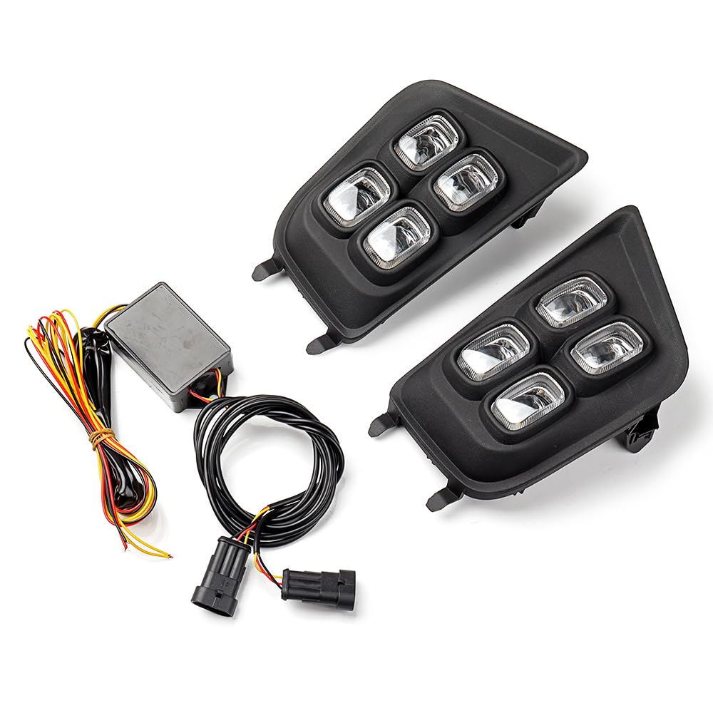 Astra Depot Compatible with 2012-2015 Toyota Tacoma LED DRL White Daytime Running Fog Light Amber Dynamic Turn Signal Lamp Accessories