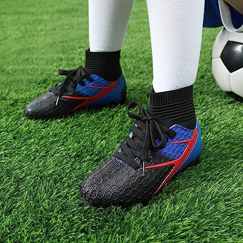 Dream Pairs Unisex-Child Soccer Football Cleats Shoes, Black/Royal Blue/Red - 1 Little Kid (Hz19002K) #TOP4