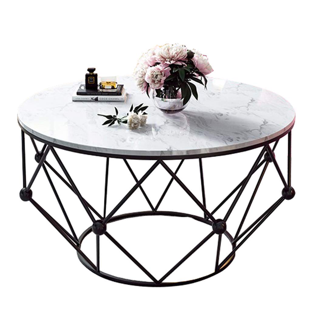 Table d'attente ronde en marbre pour aménager un bureau ou salon étroit