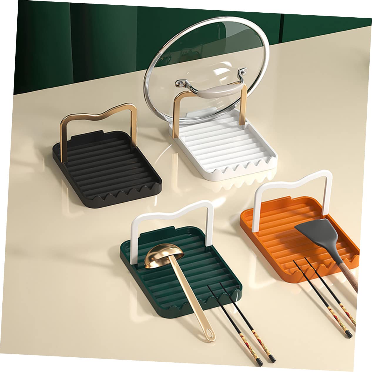 MOLUCKFU Kitchen Spoon Rest and Lid Organizer Multi Functional Countertop Rack for Spatula and Utensil Storage Design for Clean and Organized Kitchen Countertop