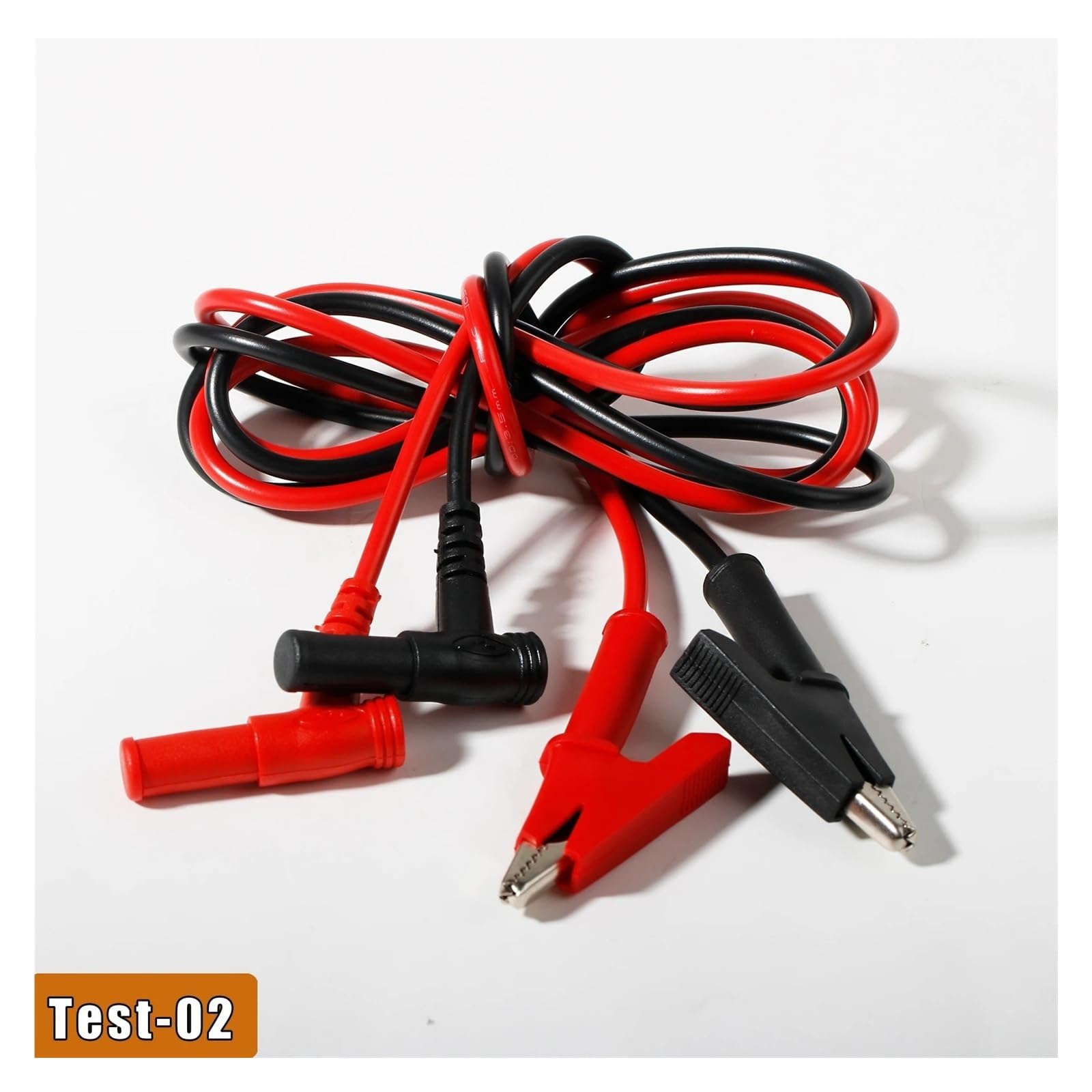 2 cables de 1 m de prueba de clip de banana a cocodrilo, 15 A, 1000 V | Test-02