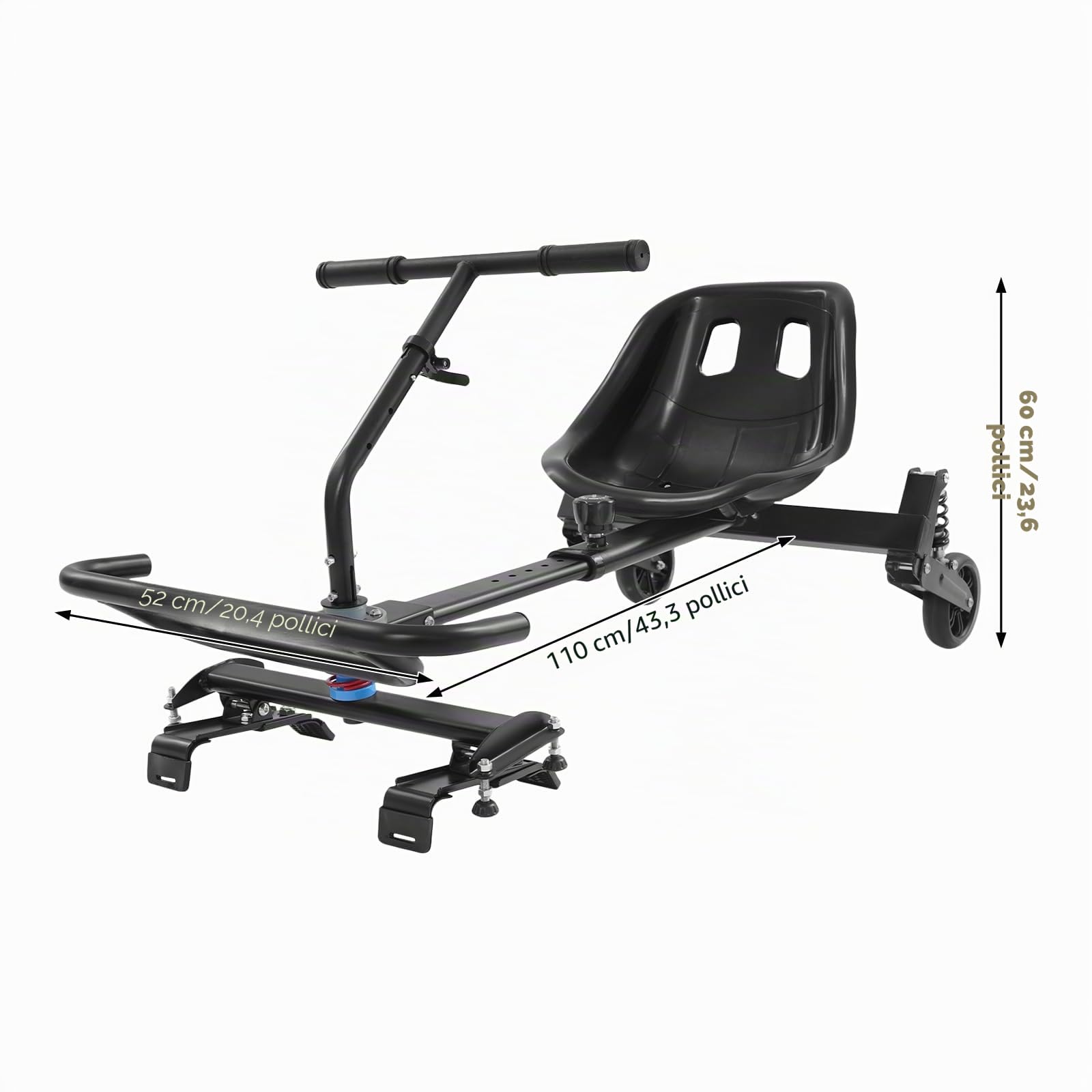 Cavalletto regolabile per scooter autobilanciante, sedile Hoverboard, regolabile per scooter autobilancianti con lunghezze di 6,5", 8" e 10" (nero)