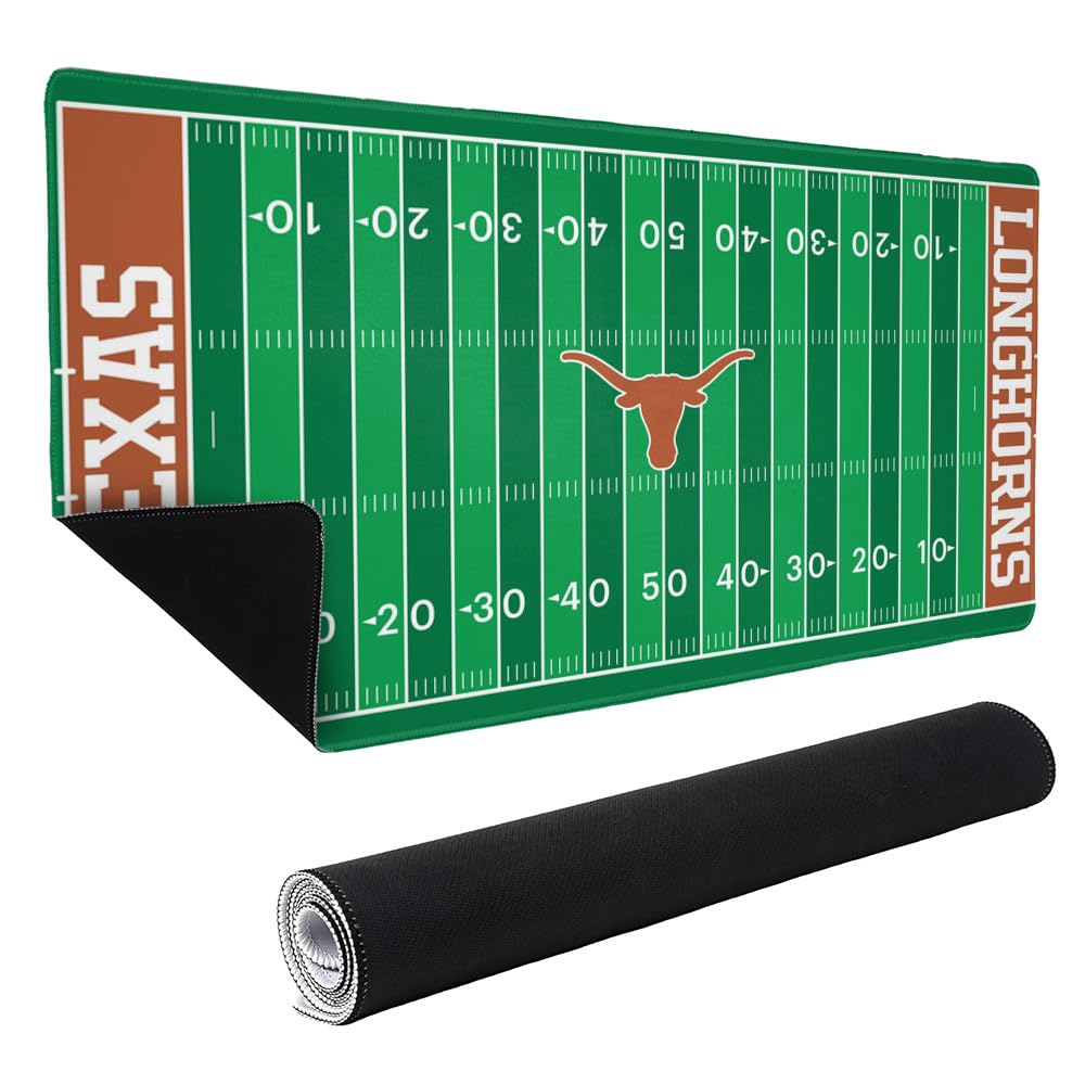 University of Texas Longhorns Football Field Large Gaming Mouse Pad Desk Mat with Stitched Edges, Non-Slip Base for Gamer, Home and Office, 31.5 x 15.7