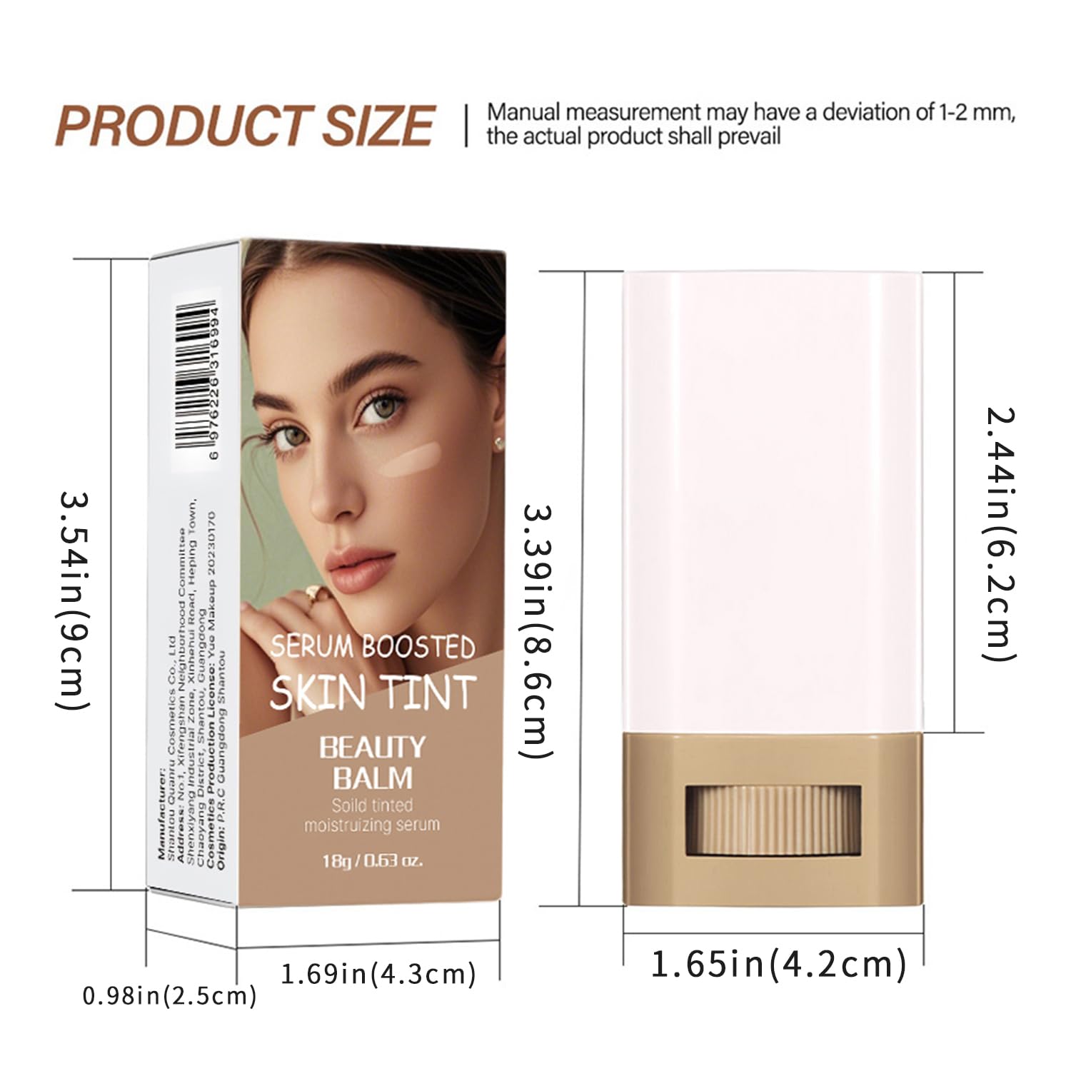 Foundation Stick - Skin Tint & Contour Stick, Serum-Boosted Beauty Balm, Buildable Coverage, Natural Finish, Long-Lasting Wear, For Many Skin Tones (05#) - Image 8