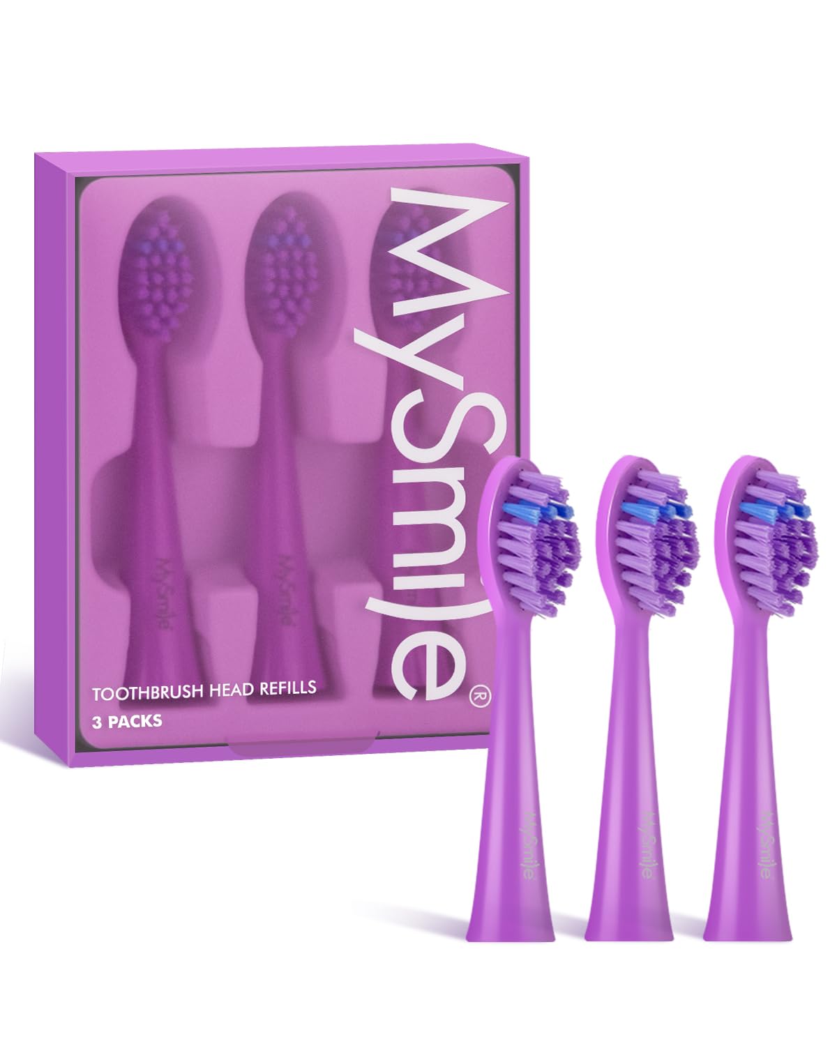 MySmile DY156 Electric Toothbrush Replacement Heads, 3 Packs (Purple)
