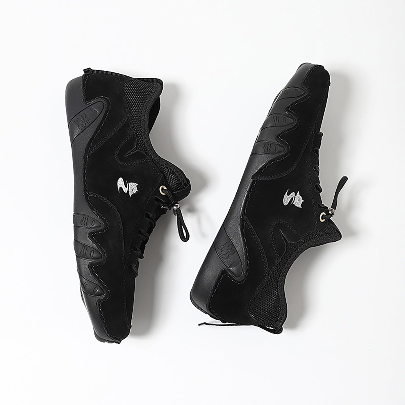 Zapatos casuales para mujer, zapatos casuales para mujer, botas chukka al tobillo, mocasines transpirables, hechos a mano, a la moda, tenis de caña media para caminar y conducir, Black, 40 EU