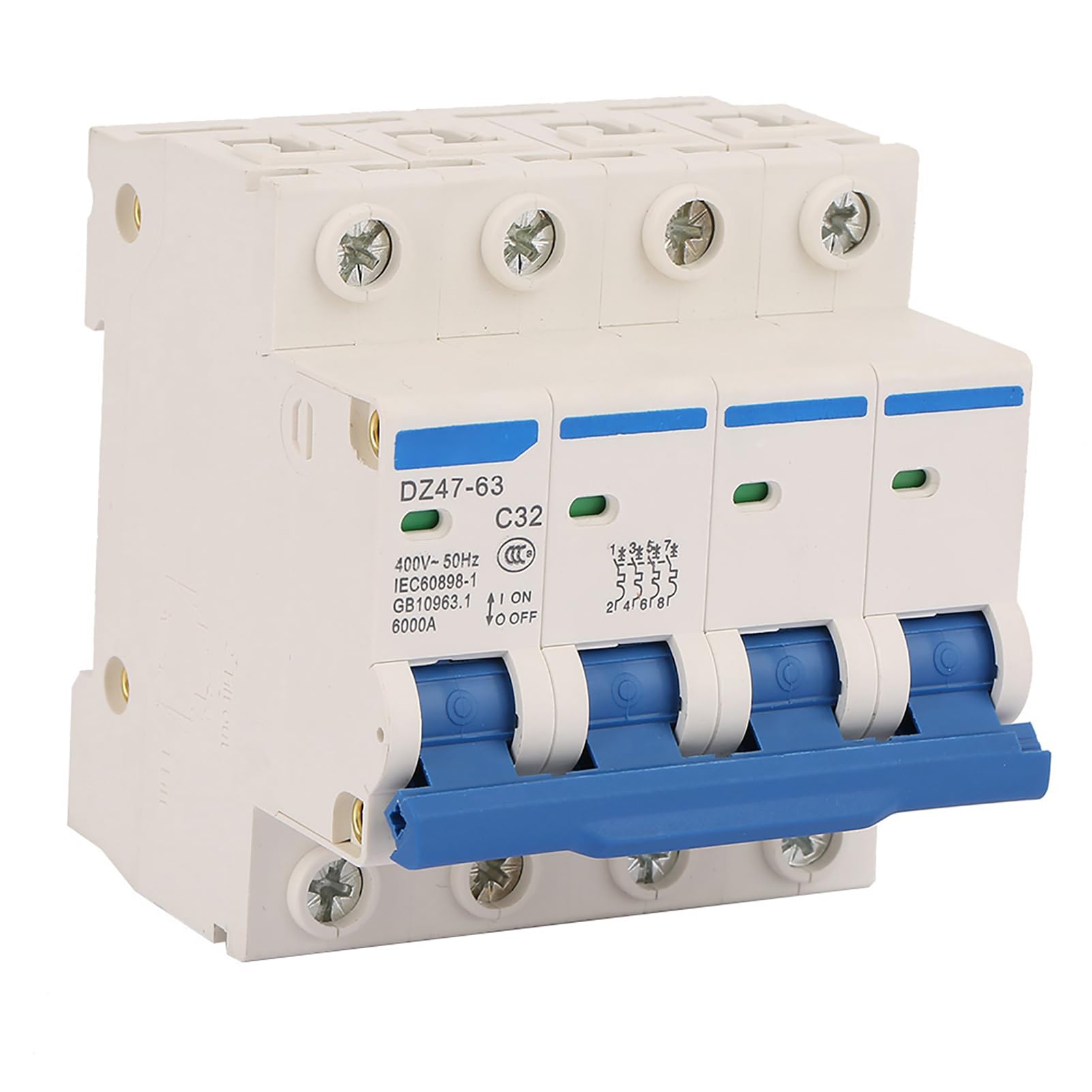Commutateur de Protection de Circuit,Dz47‑63 4P 32A 400V Disjoncteur Différentiel Rccb Miniature +Fi+40A+30Ma+4+Polig,disjoncteur 32a triphasé différentiel 30ma tétrapolaire