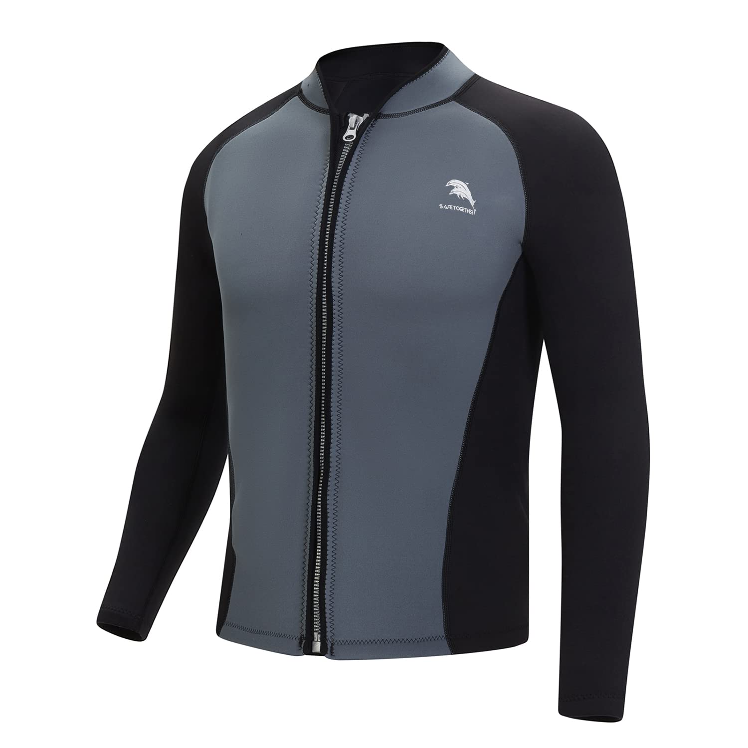 Mute Giacca per Uomini Donne, 2mm Neoprene Cerniera Anteriore Manica Lunga Surf Nuoto Immersioni Tuta Bagnata Top